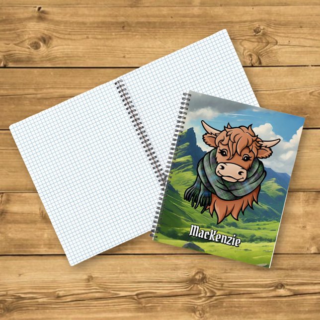 Highland Cow with MacKenzie Tartan Scarf Notebook (Creator Uploaded)