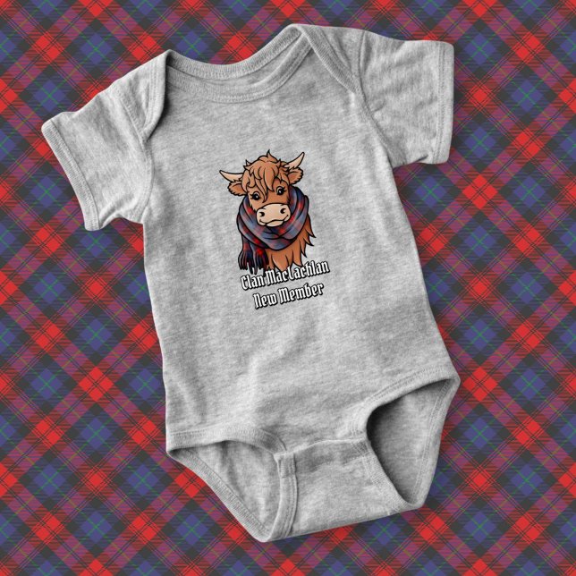 Highland Cow with MacLachlan Tartan Scarf Baby Bodysuit (Creator Uploaded)