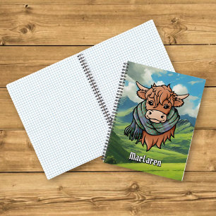 Highland Cow with MacLaren Tartan Scarf Notebook
