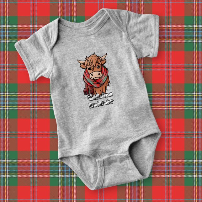 Highland Cow with MacLean Tartan Scarf Baby Bodysuit (Creator Uploaded)