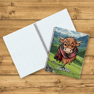 Highland Cow with MacLeod of Raasay Tartan Scarf Notebook