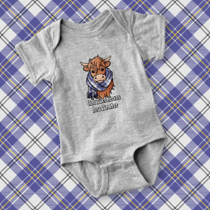 Highland Cow with MacPherson Blue Dress Scarf Baby Bodysuit