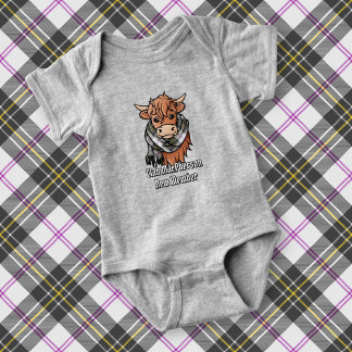 Highland Cow with MacPherson Dress Tartan Scarf Baby Bodysuit