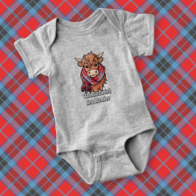 Highland Cow with MacTavish Tartan Scarf Baby Bodysuit (Creator Uploaded)