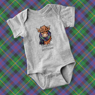 Highland Cow with MalcolmTartan Scarf Baby Bodysuit