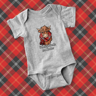 Highland Cow with Marjoribanks Tartan Scarf Baby Bodysuit