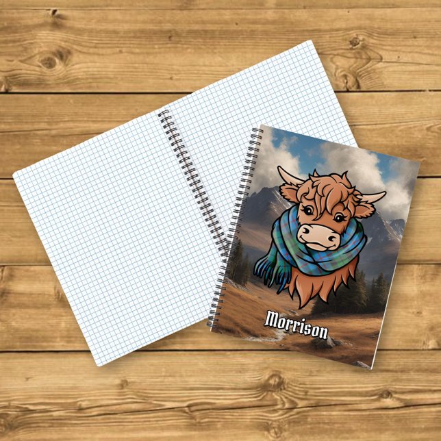 Highland Cow with Morrison Hunting Tartan Scarf Notebook (Creator Uploaded)