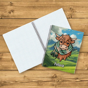 Highland Cow with Pollock Tartan Scarf Notebook
