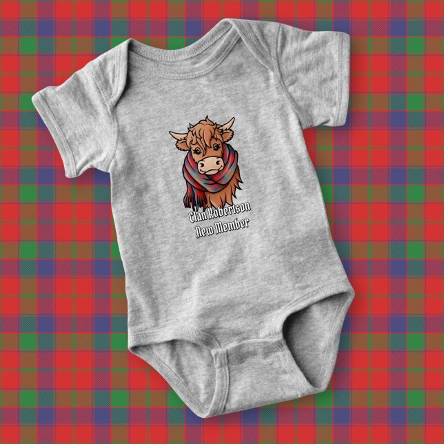 Highland Cow with Robertson Tartan Scarf Baby Bodysuit (Creator Uploaded)