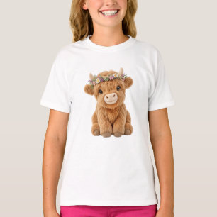 Highland Cow with Wildflower Crown T-Shirt