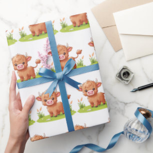 Highland Cow Wrapping Paper, Farm Ranch Gift Wrap