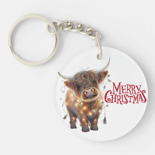 highland cow xmas Acrylic Keychain