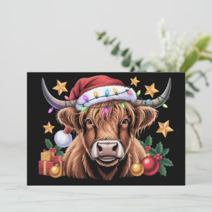 Highland Cow Xmas Heifers Farm Farmer Animal Lover Holiday Card
