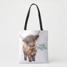 highland cow xmas Tote