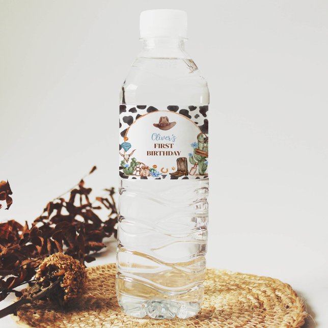 Highland Cowboy Birthday Water Bottle Label (Creator Uploaded)