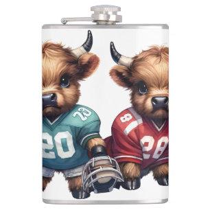 Highland Cows and Football Hip Flask