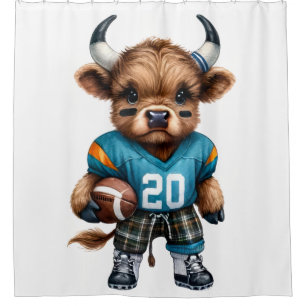 Highland Cows and Football Shower Curtain