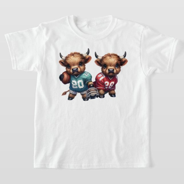 Highland Cows and Football T-Shirt (Laydown)
