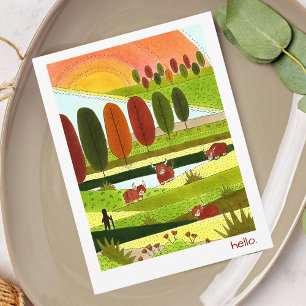 Highland Cows Hello Postcard