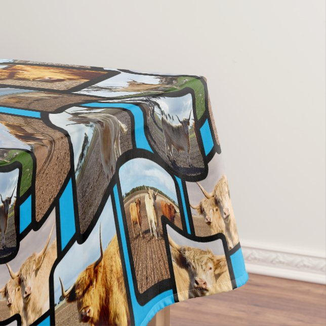 Highland Cows In A Picture Montage, Tablecloth (In Situ)