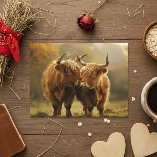 Highland Cows in love Postcard
