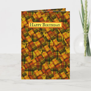 Highland Cows In Orange Tartan, Card