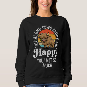 Highland Cows Make Me Happy Retro Scottish Farmer Sweatshirt
