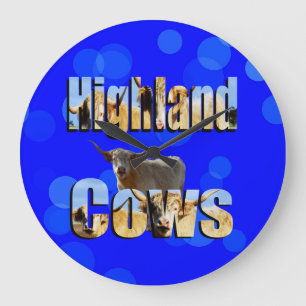 Highland Cows Name Picture logo, Large Clock