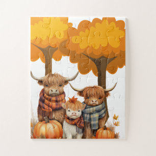 Highland Cows with Scarves Jigsaw Puzzle