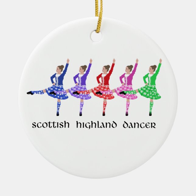 Highland Dance Line Ceramic Tree Decoration (Front)