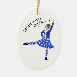 Highland Dancer in Blue Ceramic Tree Decoration