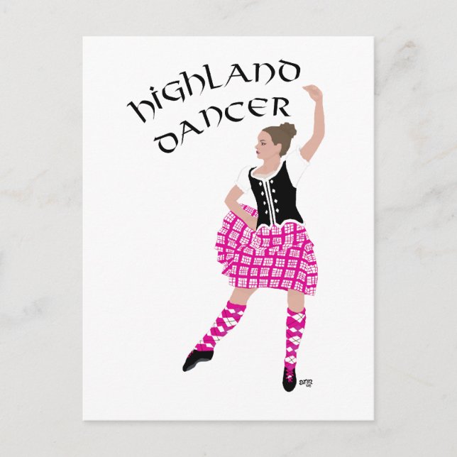 Highland Dancer Pink Postcard (Front)