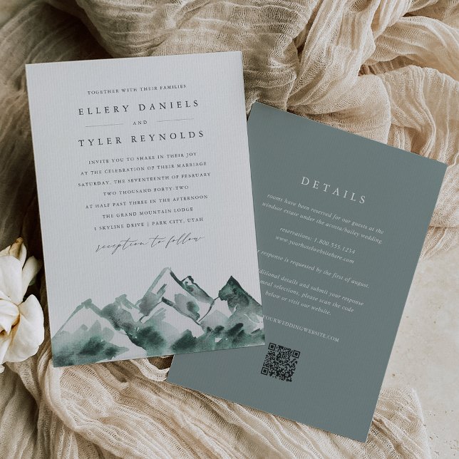 Highland | Double-Sided Mountain Range Wedding Invitation (Creator Uploaded)