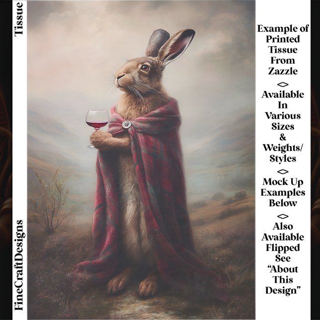 Highland Hare, Red Tartan Cloak EG8L Decoupage Tissue Paper (Creator Uploaded)