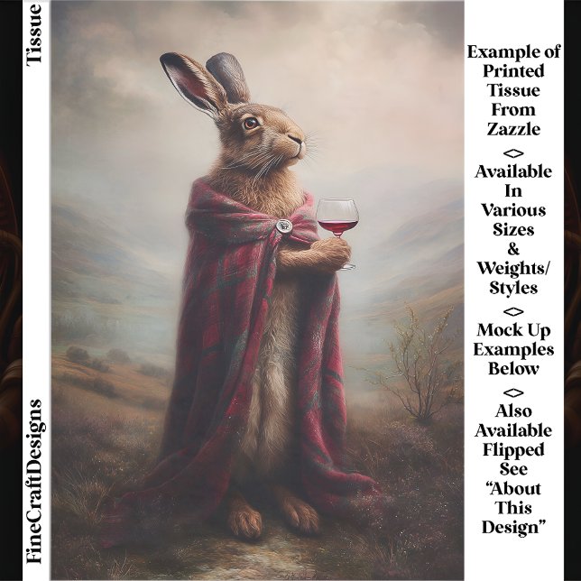 Highland Hare, Red Tartan Cloak EG8R Decoupage Tissue Paper (Creator Uploaded)