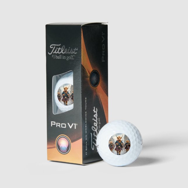 Highland Harmony:  Bagpipe Highland Cow Band  Golf Balls (Packaging)
