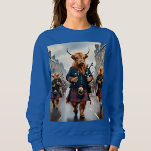 Highland Harmony: Bagpipe Highland Cow Band Sweatshirt
