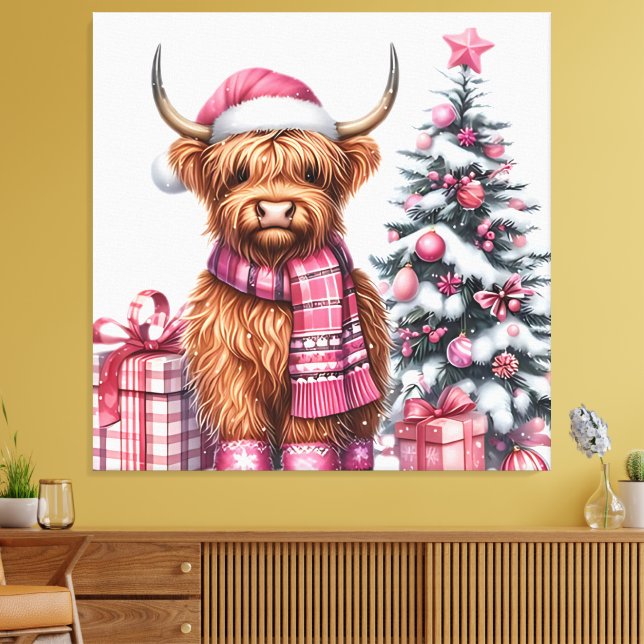 Highland in Pink Canvas Print (Insitu(LivingRoom))