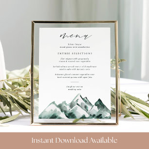 Highland Mountain Wedding Menu Sign