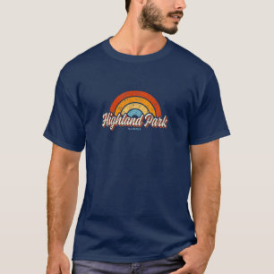 Highland Park Illinois IL Vintage Rainbow Retro 70 T-Shirt