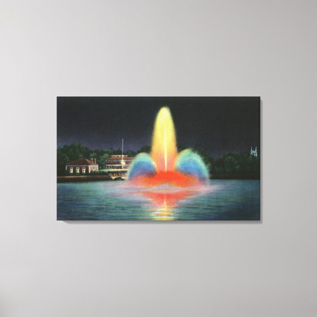 Highland Park Reservoir Illuminated at Night Canvas Print (Front)