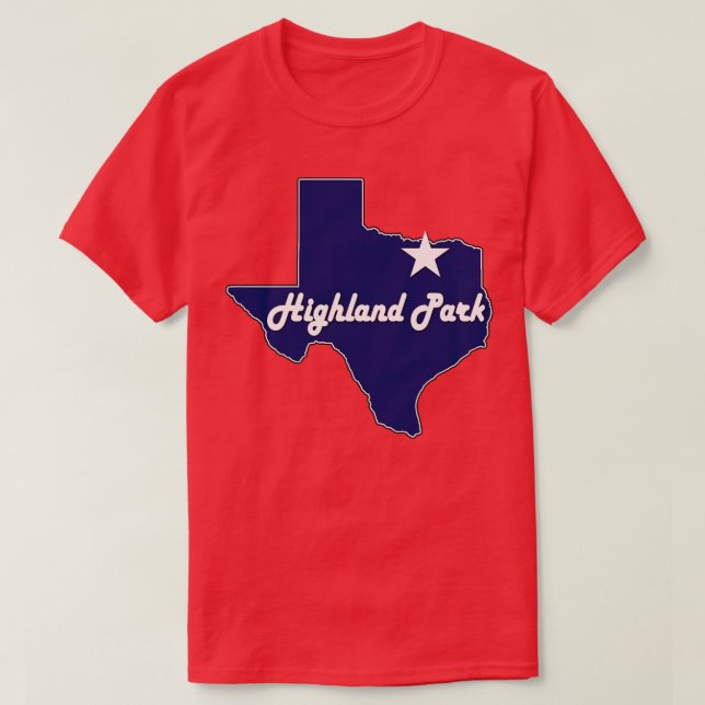Highland Park Texas Lone State Map TX City Navy Bl T-Shirt (Design Front)