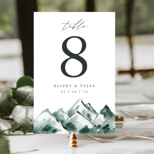 Highland   Personalised Mountain Wedding Table Number