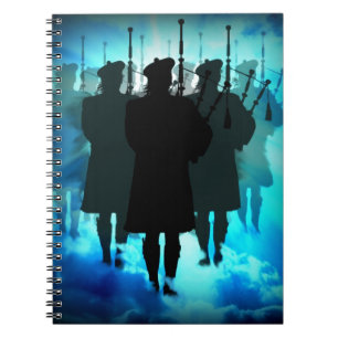 Highland Pipers, with ten thousands of His Saints Spiral Notebook