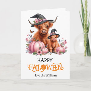 highland pumpkin halloween greeting card