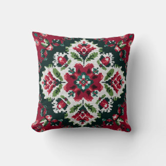 Highland Rose Tapestry – Traditional Folk Floral Cushion