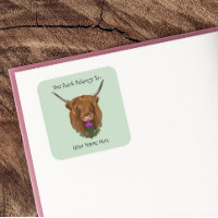 Highland Scottish Cow Purple Celtic Bookplate