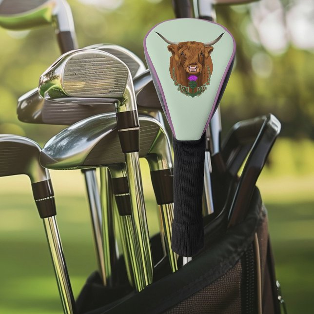 Highland Scottish Cow Purple Celtic Knot Work Golf Head Cover (Creator Uploaded)
