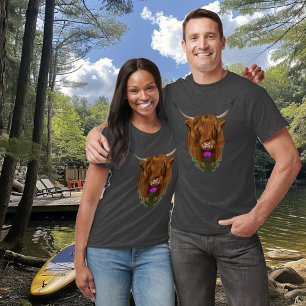 Highland Scottish Cow Purple Celtic Thistle T-Shirt