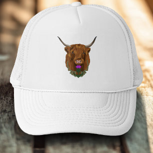 Highland Scottish Cow Purple Celtic Thistle Trucker Hat